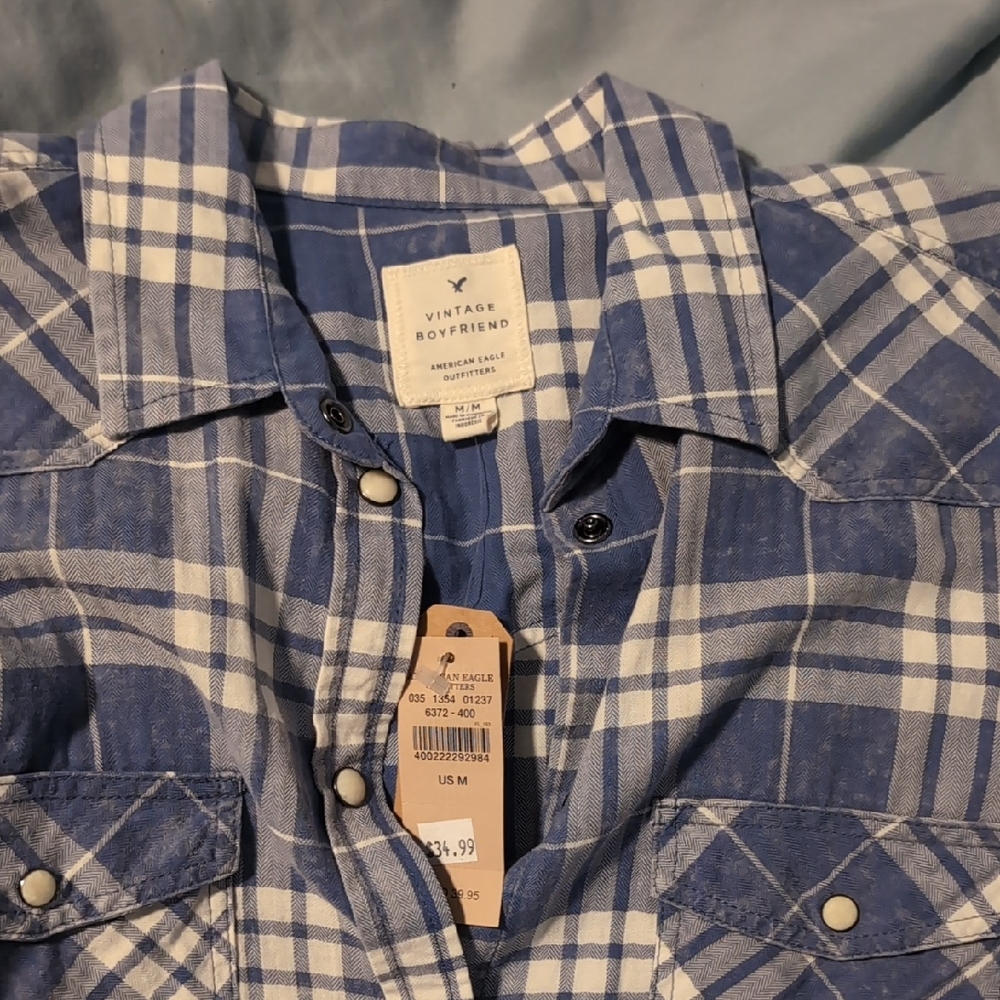 American Eagle Outfitters Vintage Blue Button Down Shirt